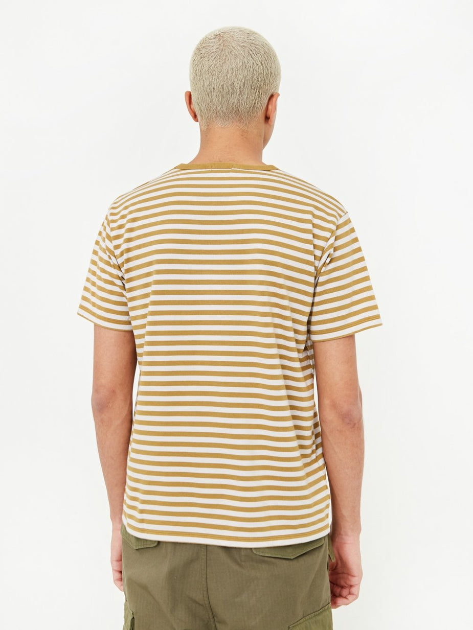 Nanamica Nanamica Coolmax Striped T-Shirt - Mustard/Ivory - Yellow