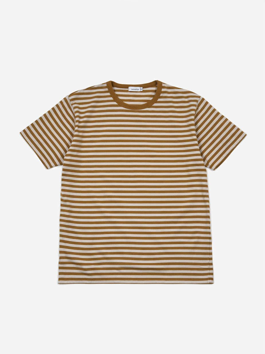 Nanamica Nanamica Coolmax Striped T-Shirt - Mustard/Ivory - Yellow
