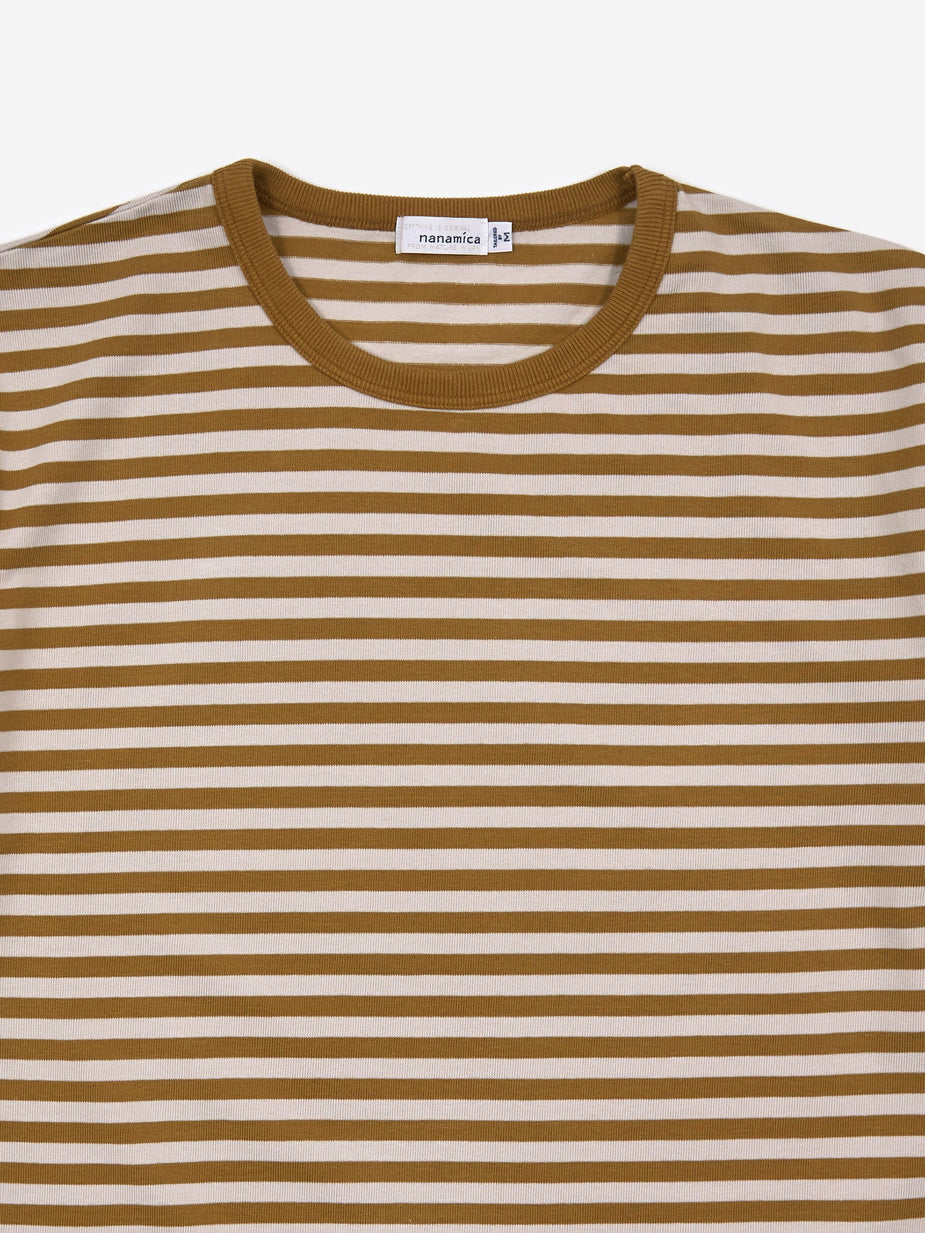 Nanamica Nanamica Coolmax Striped T-Shirt - Mustard/Ivory - Yellow