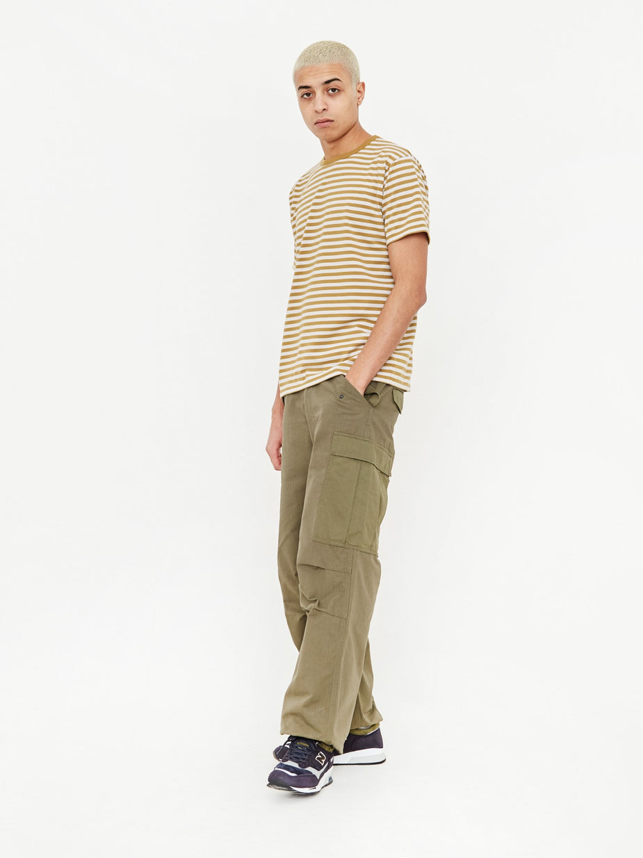 Nanamica Nanamica Coolmax Striped T-Shirt - Mustard/Ivory - Yellow