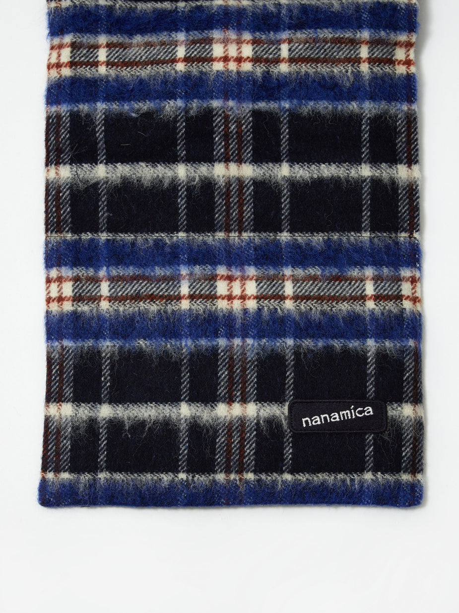 Nanamica Nanamica Wool Check Down Muffler - Navy - Blue