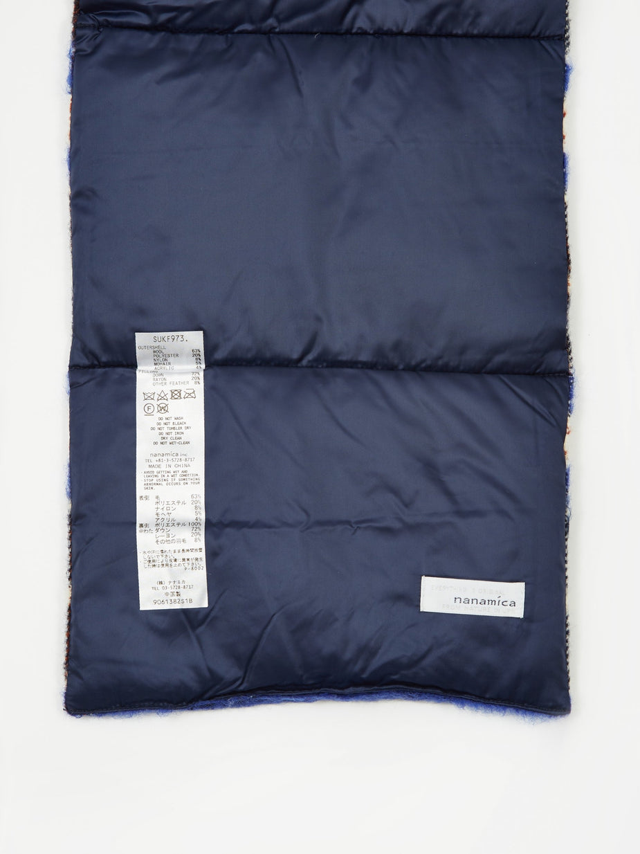 Nanamica Nanamica Wool Check Down Muffler - Navy - Blue