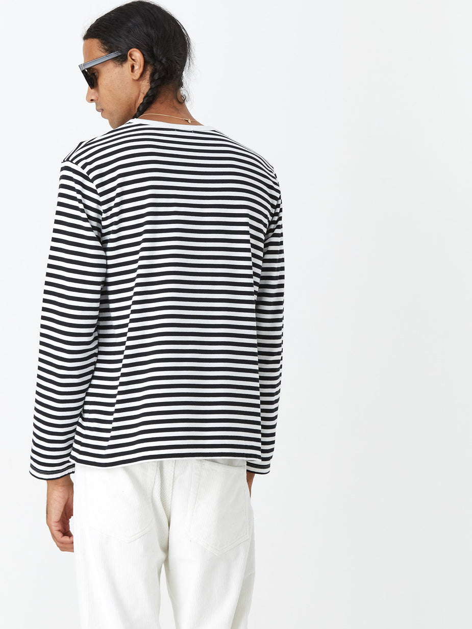 Nanamica Nanamica COOLMAX Stripe Jersey L/S T-Shirt - Black/White - Black