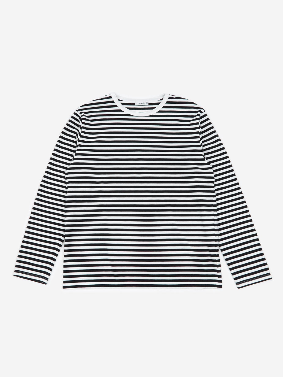 Nanamica Nanamica COOLMAX Stripe Jersey L/S T-Shirt - Black/White - Black