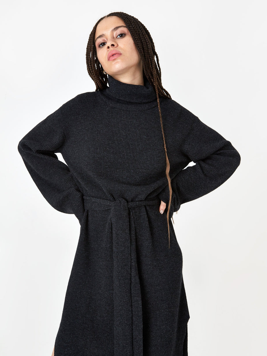Nanushka Nanushka Canaan Rib Knit Dress - Charcoal - Grey