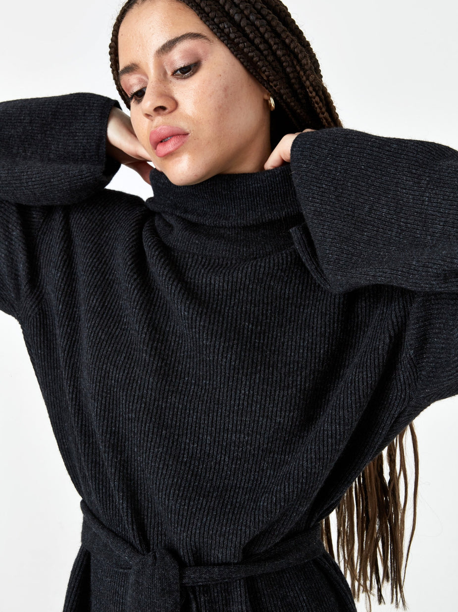 Nanushka Nanushka Canaan Rib Knit Dress - Charcoal - Grey