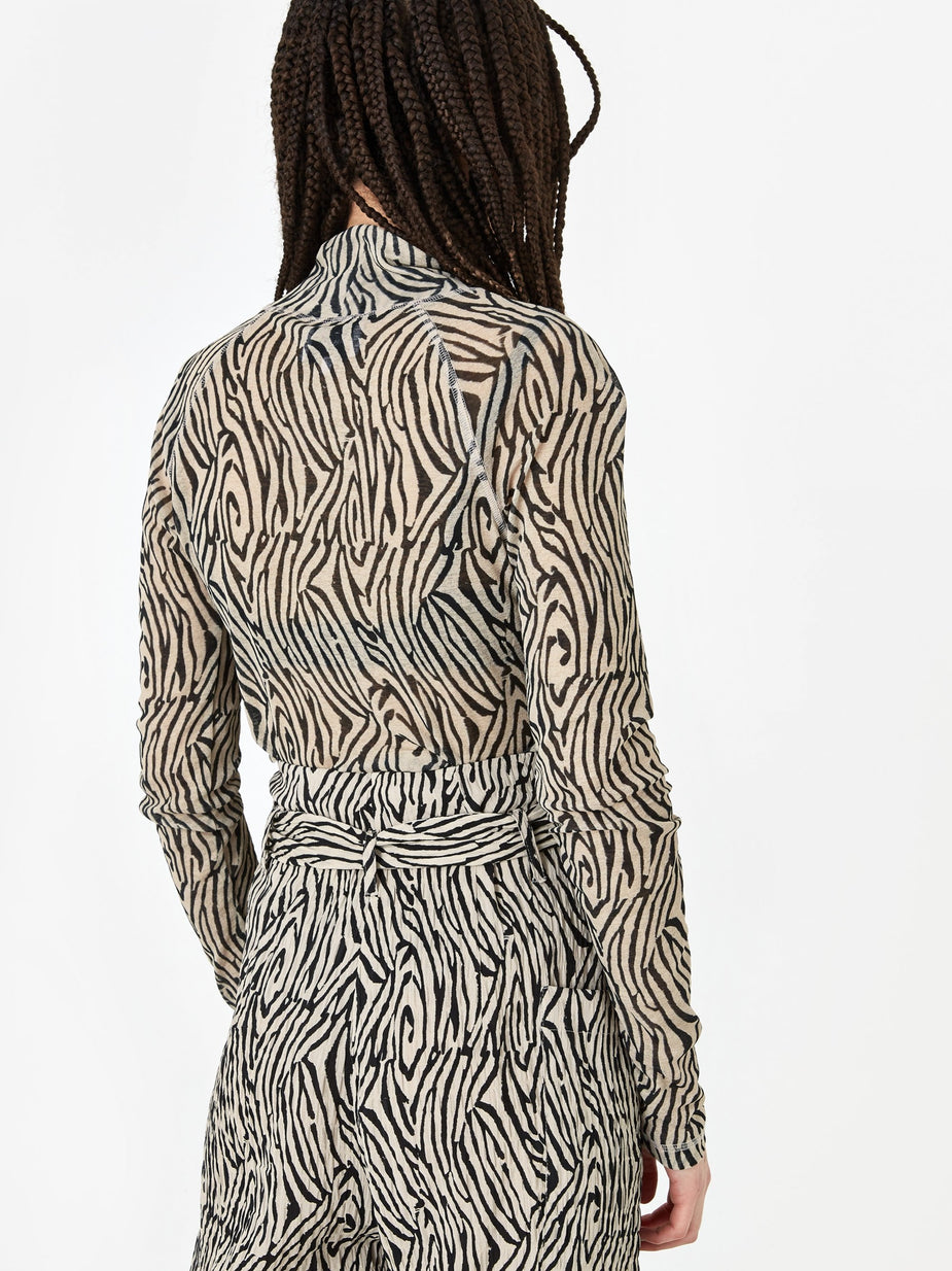 Nanushka Nanushka Madi Mesh Jersey Longsleeve Top - Zebra Block Print - Other