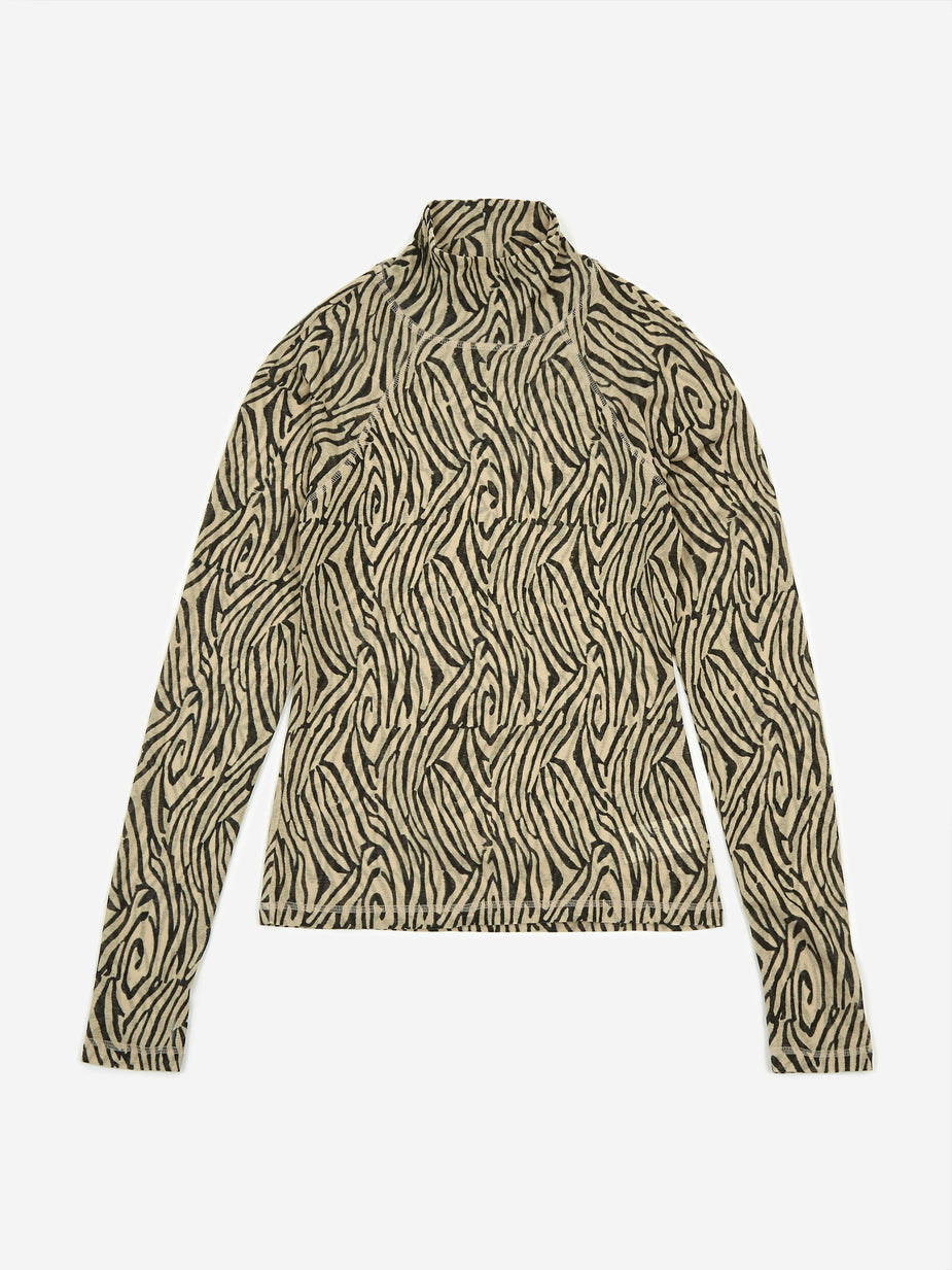 Nanushka Nanushka Madi Mesh Jersey Longsleeve Top - Zebra Block Print - Other