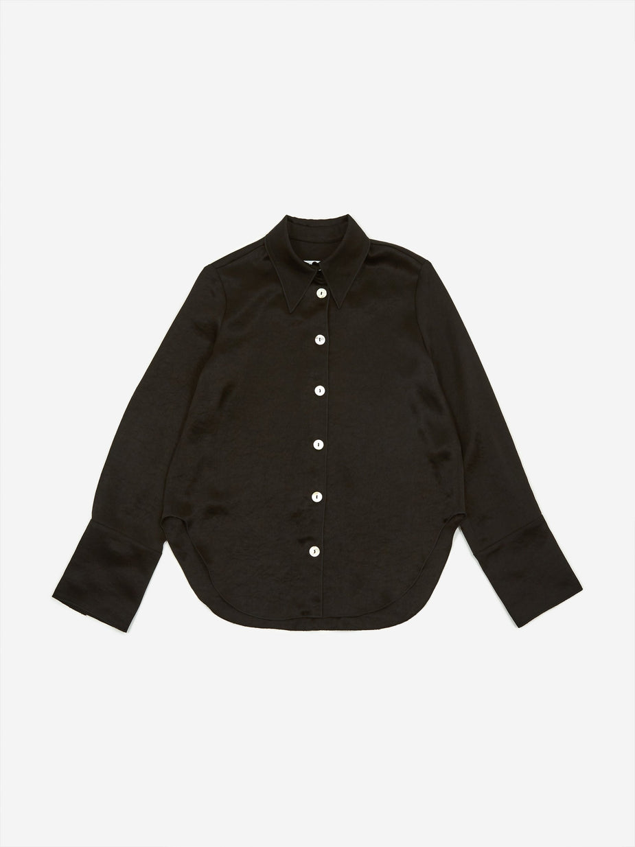 Nanushka Nanushka Mandine Washed Satin Shirt - Black - Black