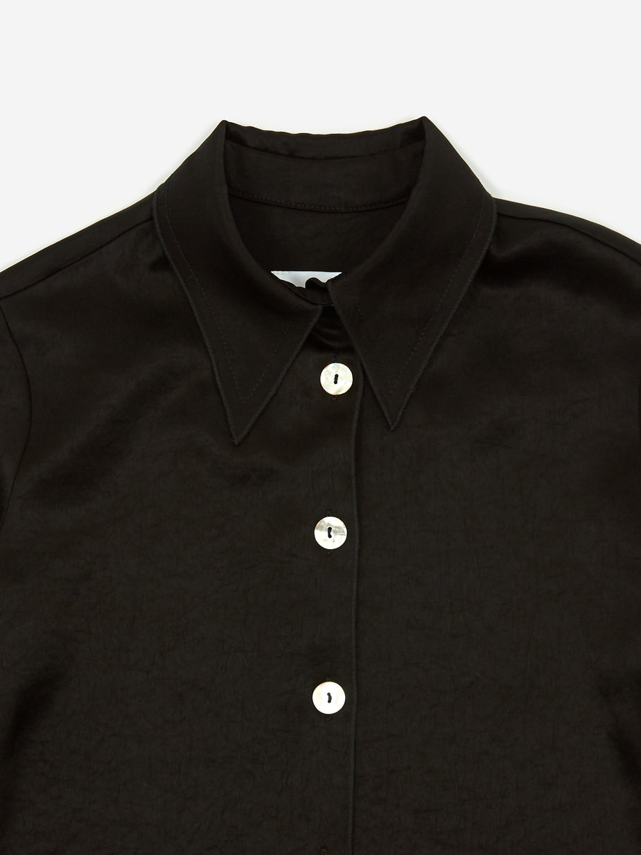 Nanushka Nanushka Mandine Washed Satin Shirt - Black - Black