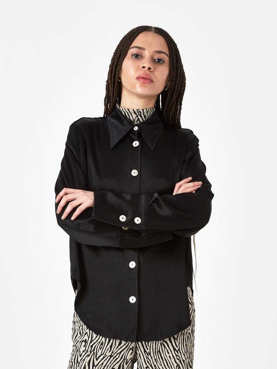 Nanushka Nanushka Mandine Washed Satin Shirt - Black - Black