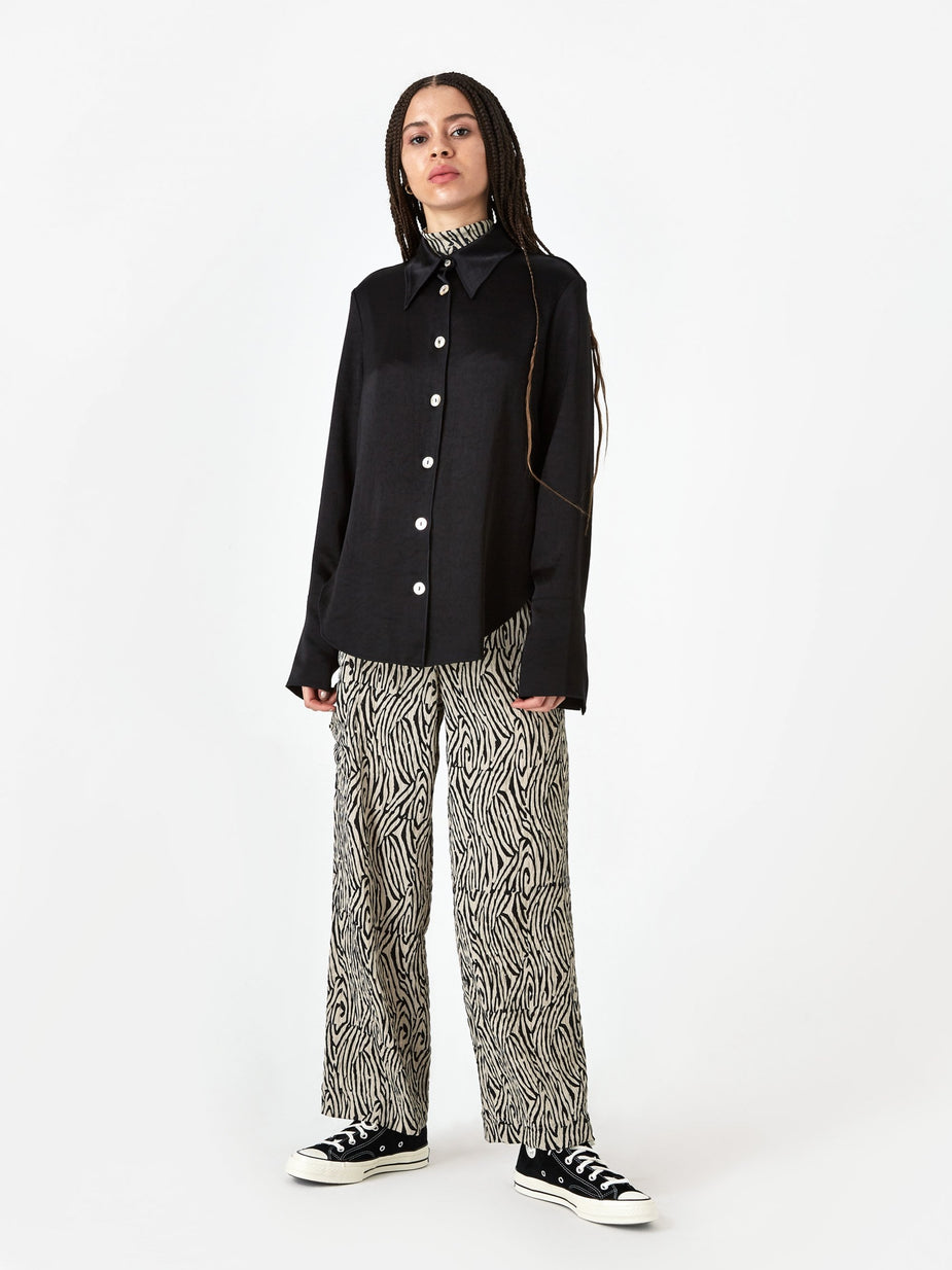 Nanushka Nanushka Mandine Washed Satin Shirt - Black - Black