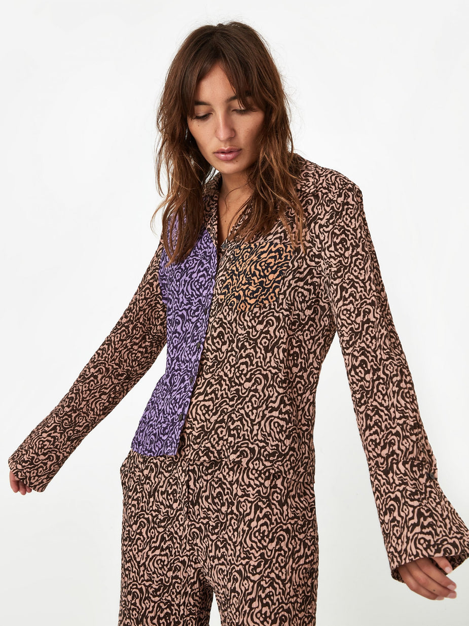 Nanushka Nanushka Sid Pleat Shirt - Graphic Animal Patchwork - Animal Print
