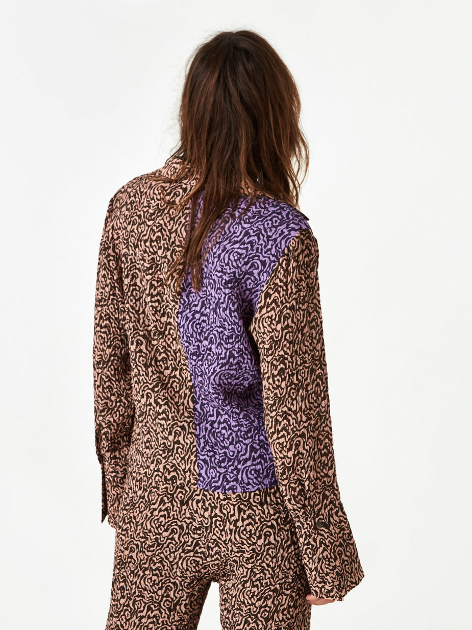 Nanushka Nanushka Sid Pleat Shirt - Graphic Animal Patchwork - Animal Print