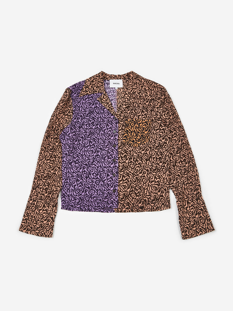 Nanushka Nanushka Sid Pleat Shirt - Graphic Animal Patchwork - Animal Print