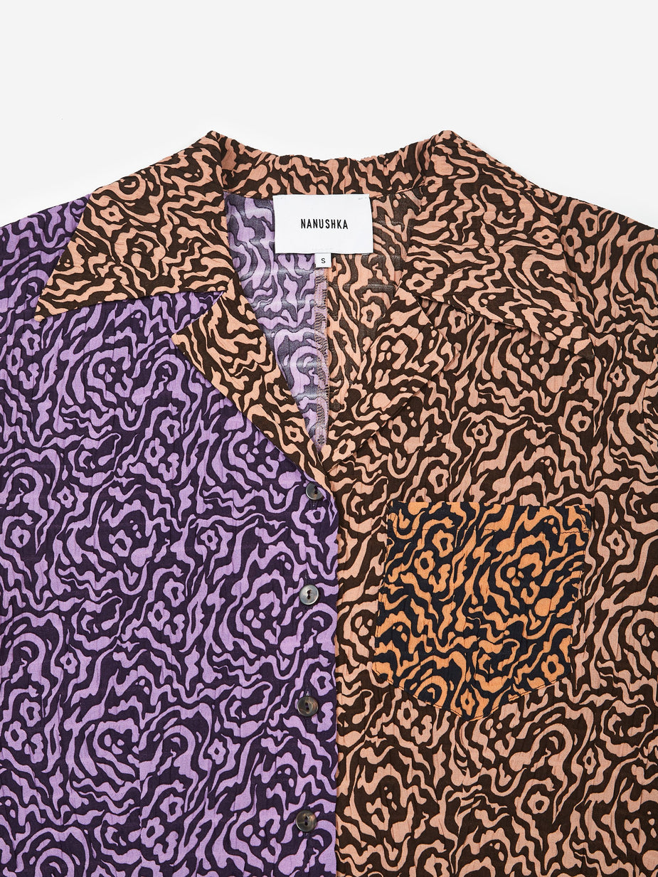 Nanushka Nanushka Sid Pleat Shirt - Graphic Animal Patchwork - Animal Print