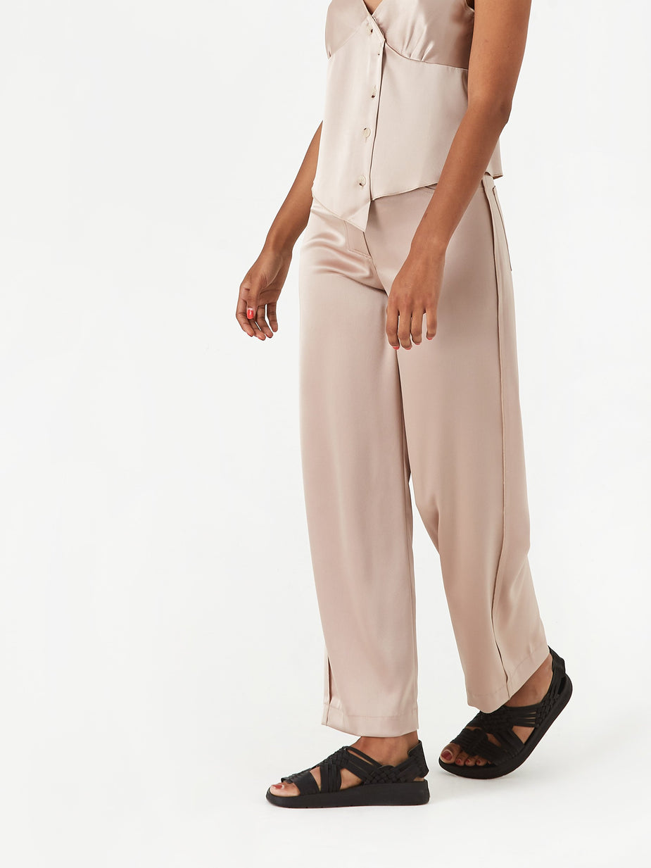 Nanushka Nanushka Marfa Wide Leg Satin Trouser - Himalayan Salt - Other