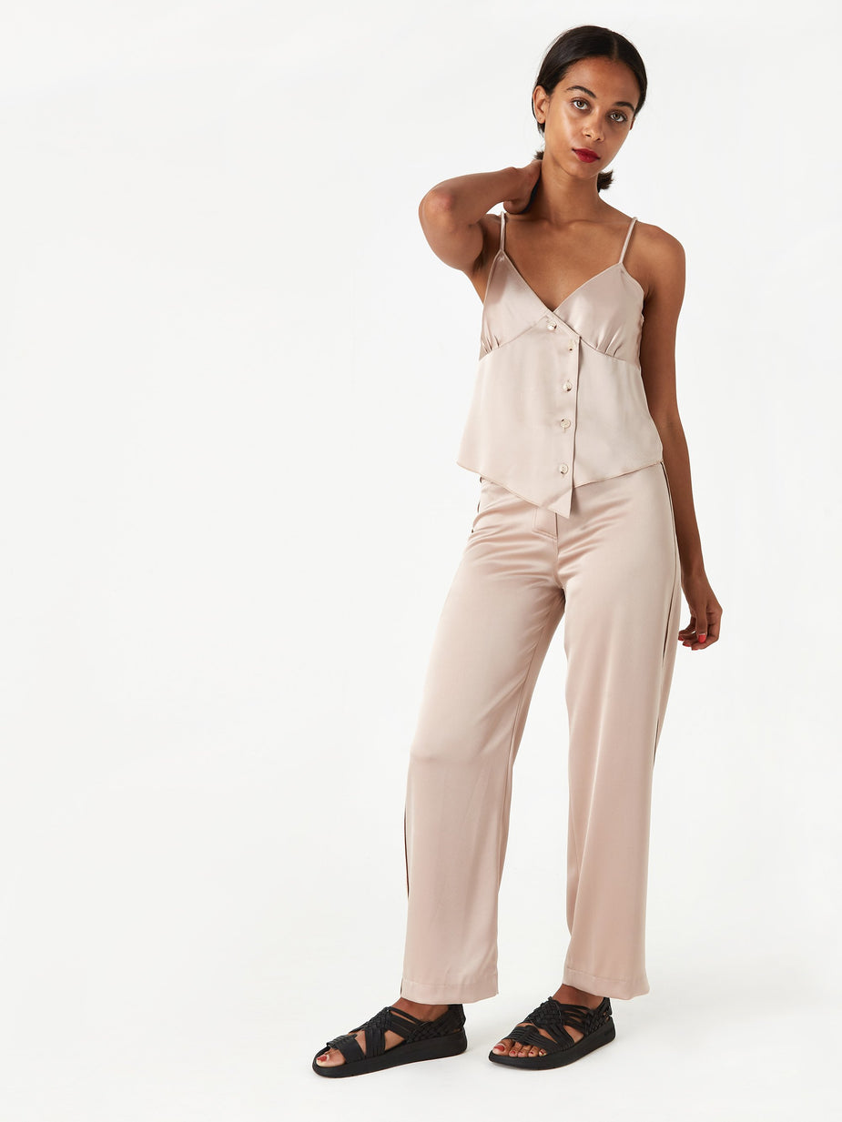 Nanushka Nanushka Marfa Wide Leg Satin Trouser - Himalayan Salt - Other