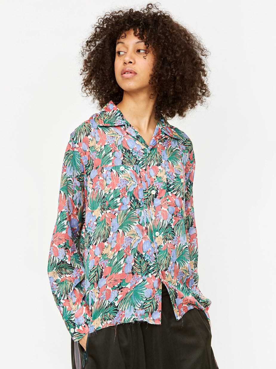 Needles Needles Cut Off Bottom One Up Shirt - Navy/Pink - Pink