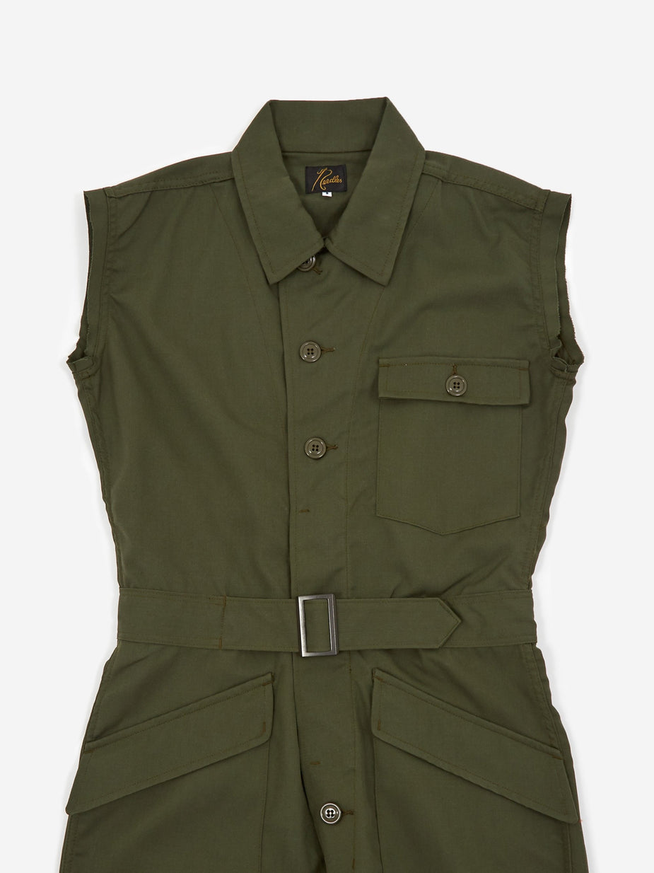 Needles Needles Cut Off Sleeve Jumpsuit - Olive - Green