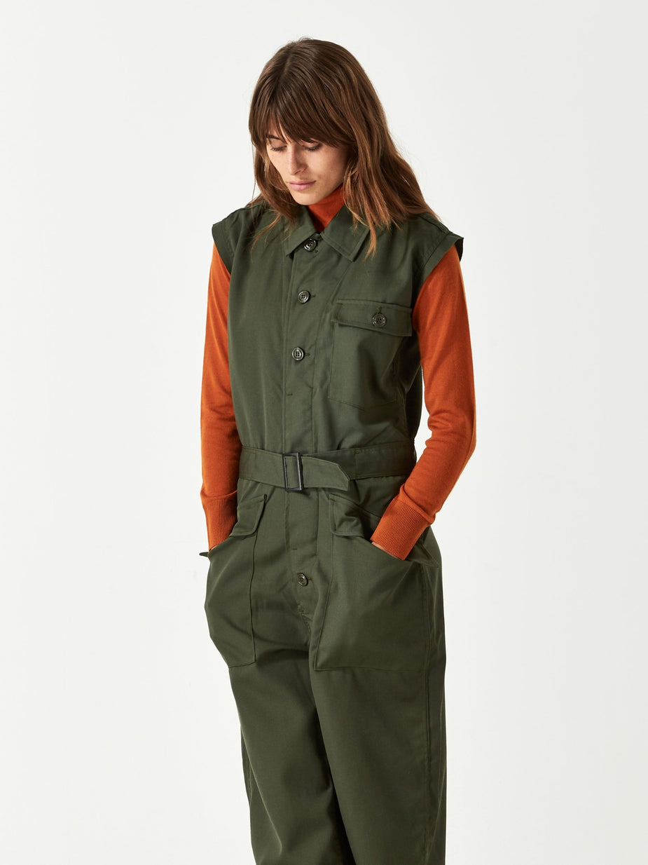 Needles Needles Cut Off Sleeve Jumpsuit - Olive - Green