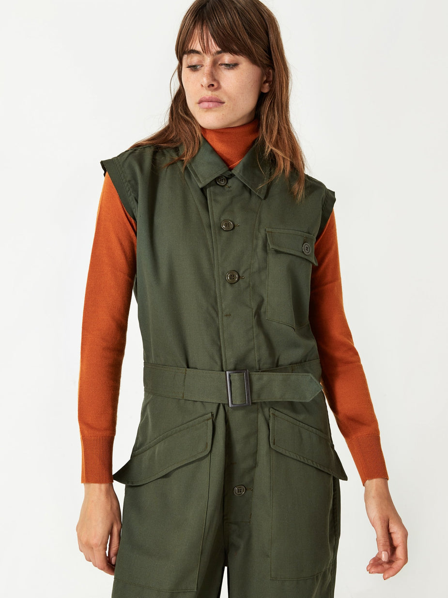 Needles Needles Cut Off Sleeve Jumpsuit - Olive - Green