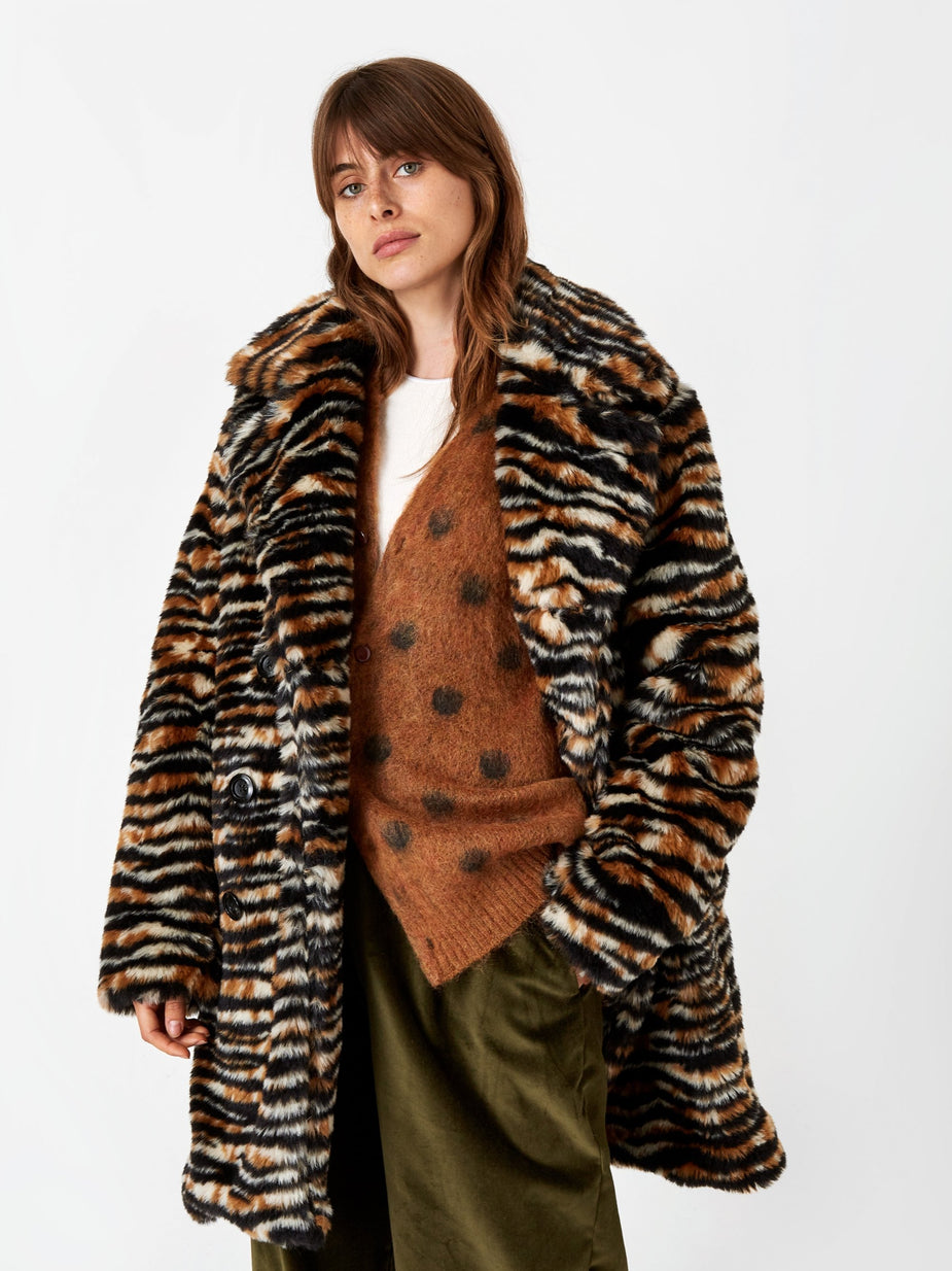 Needles Needles Fur Pea Coat - Tiger. - Animal Print