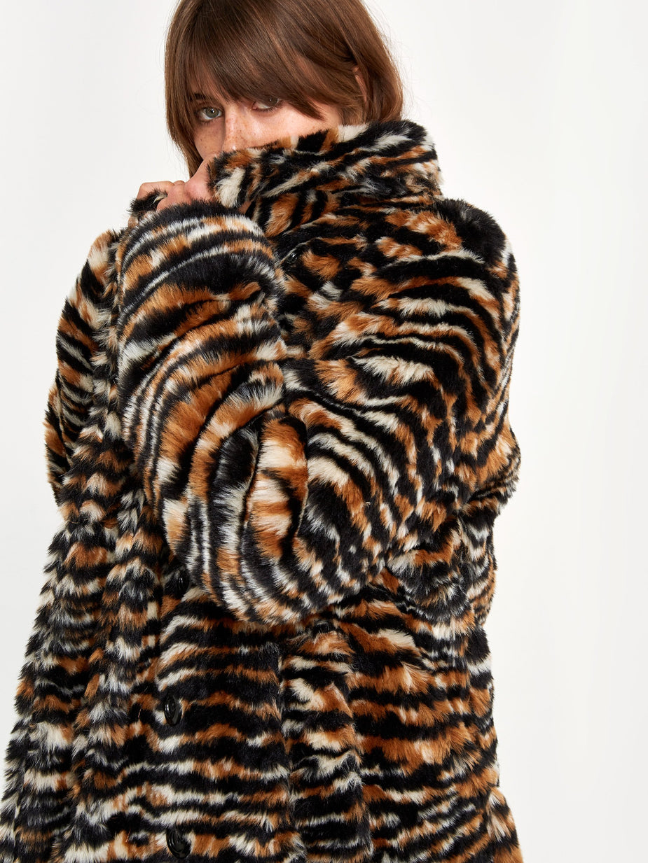 Needles Needles Fur Pea Coat - Tiger. - Animal Print