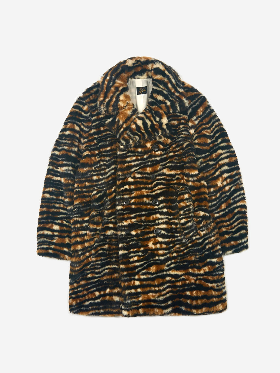 Needles Needles Fur Pea Coat - Tiger - Animal Print