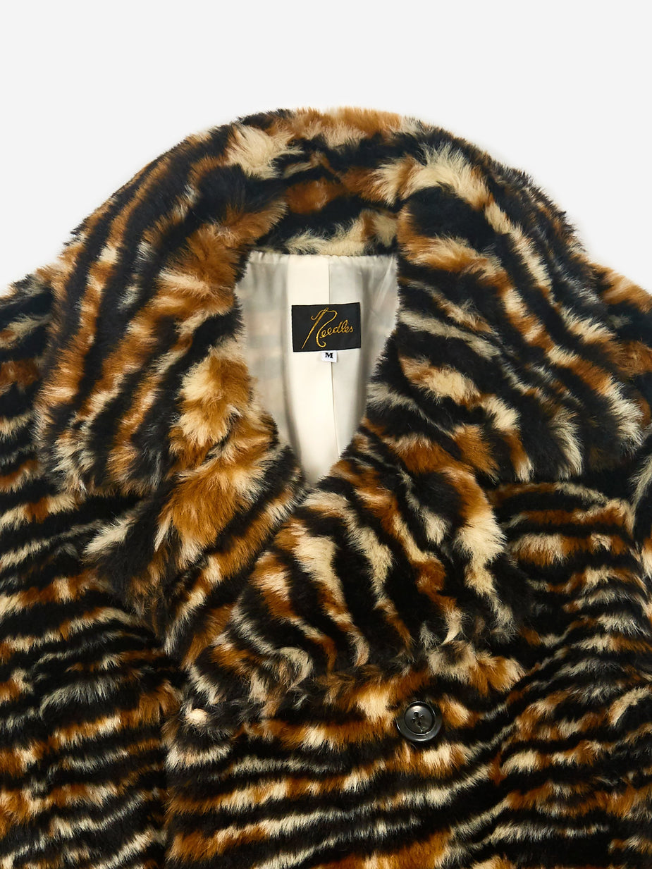 Needles Needles Fur Pea Coat - Tiger - Animal Print