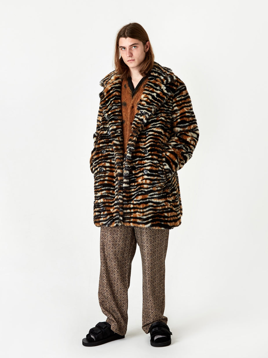 Needles Needles Fur Pea Coat - Tiger - Animal Print