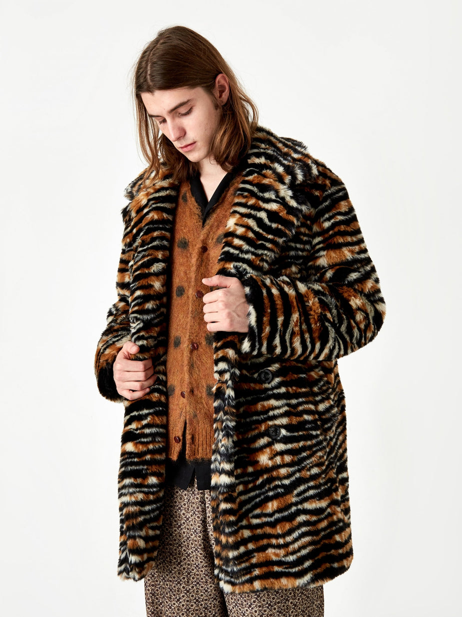 Needles Needles Fur Pea Coat - Tiger - Animal Print