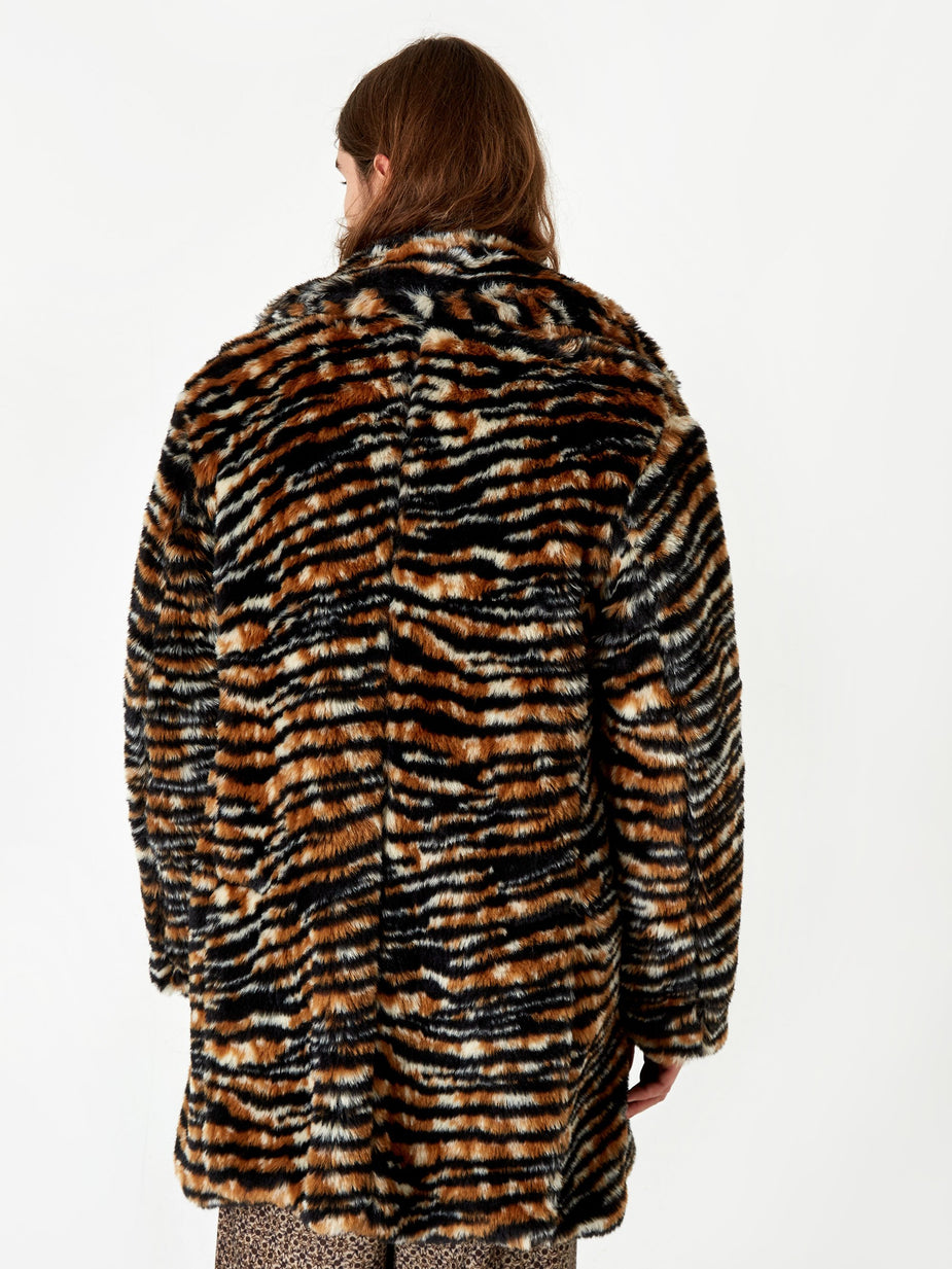 Needles Needles Fur Pea Coat - Tiger - Animal Print