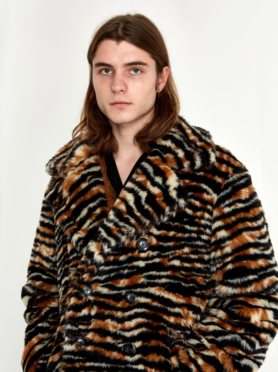 Needles Needles Fur Pea Coat - Tiger - Animal Print