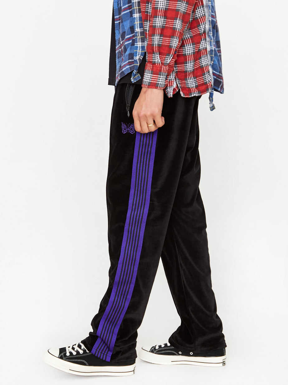 Needles Needles Narrow Track Pant Velour - Black - Black