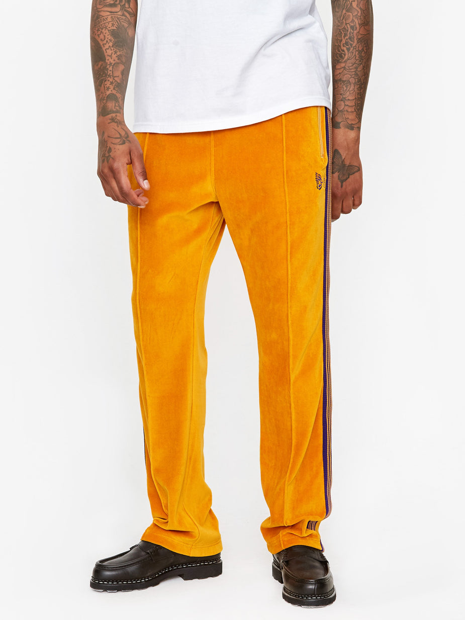 Needles Needles Narrow Track Pant Velour - Mustard - Yellow