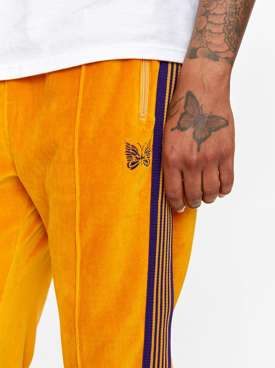 Needles Needles Narrow Track Pant Velour - Mustard - Yellow