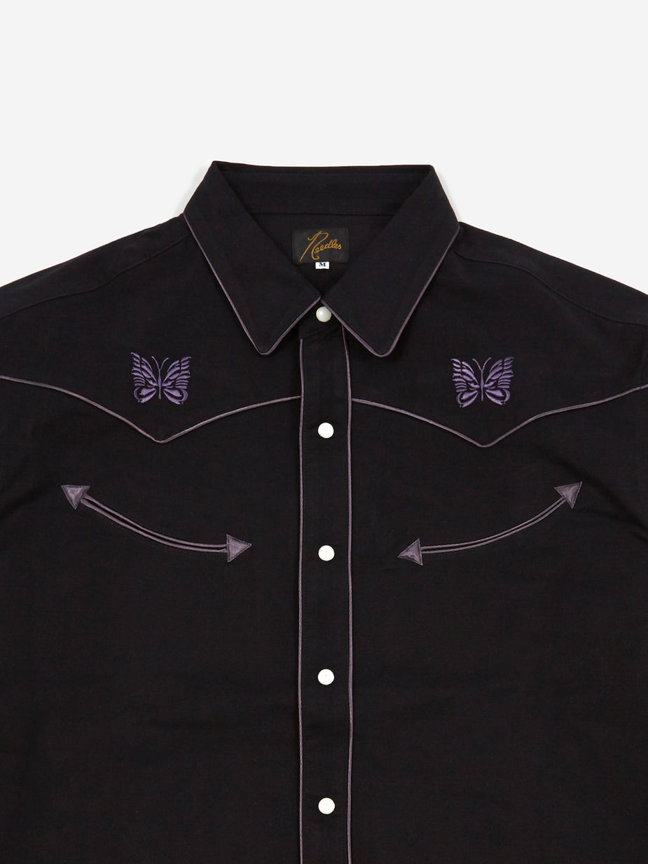 Needles Needles Papillion Embellished Cowboy Shirt - Black - Black