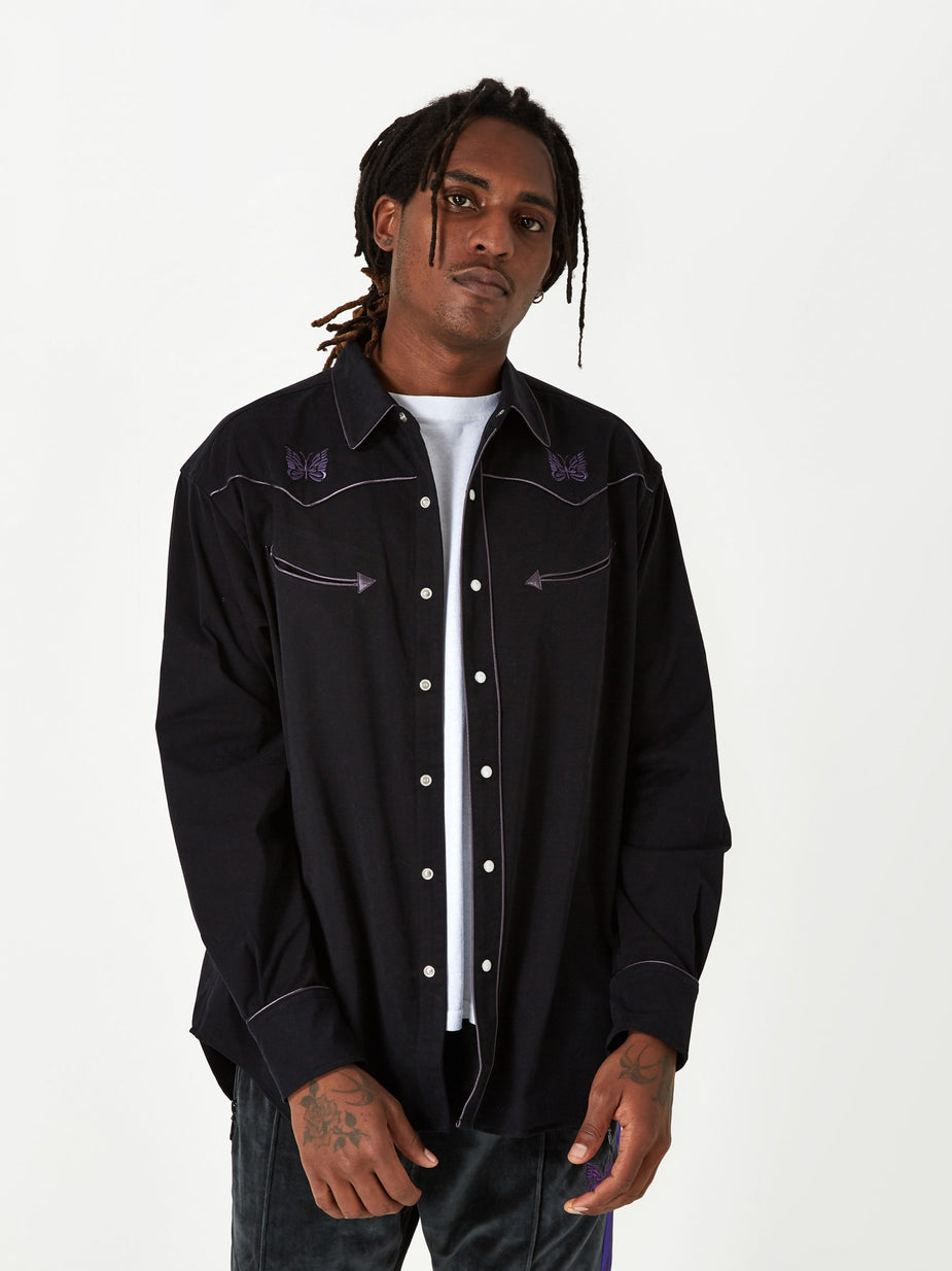 Needles Needles Papillion Embellished Cowboy Shirt - Black - Black