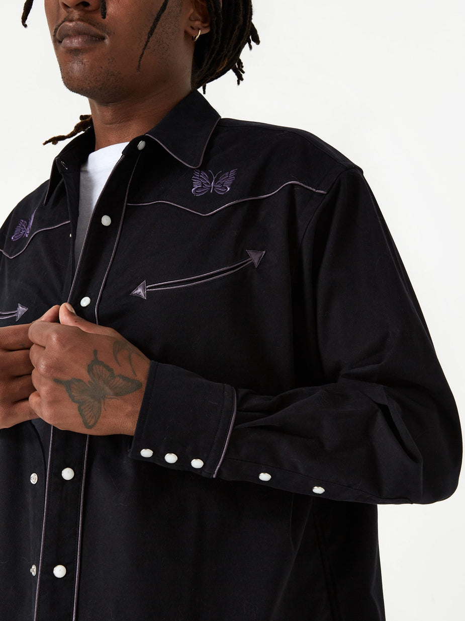 Needles Needles Papillion Embellished Cowboy Shirt - Black - Black