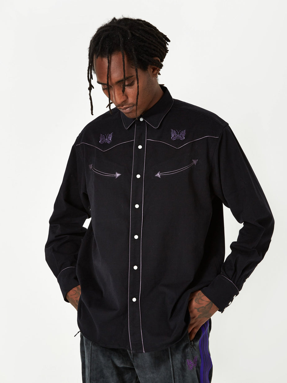 Needles Needles Papillion Embellished Cowboy Shirt - Black - Black