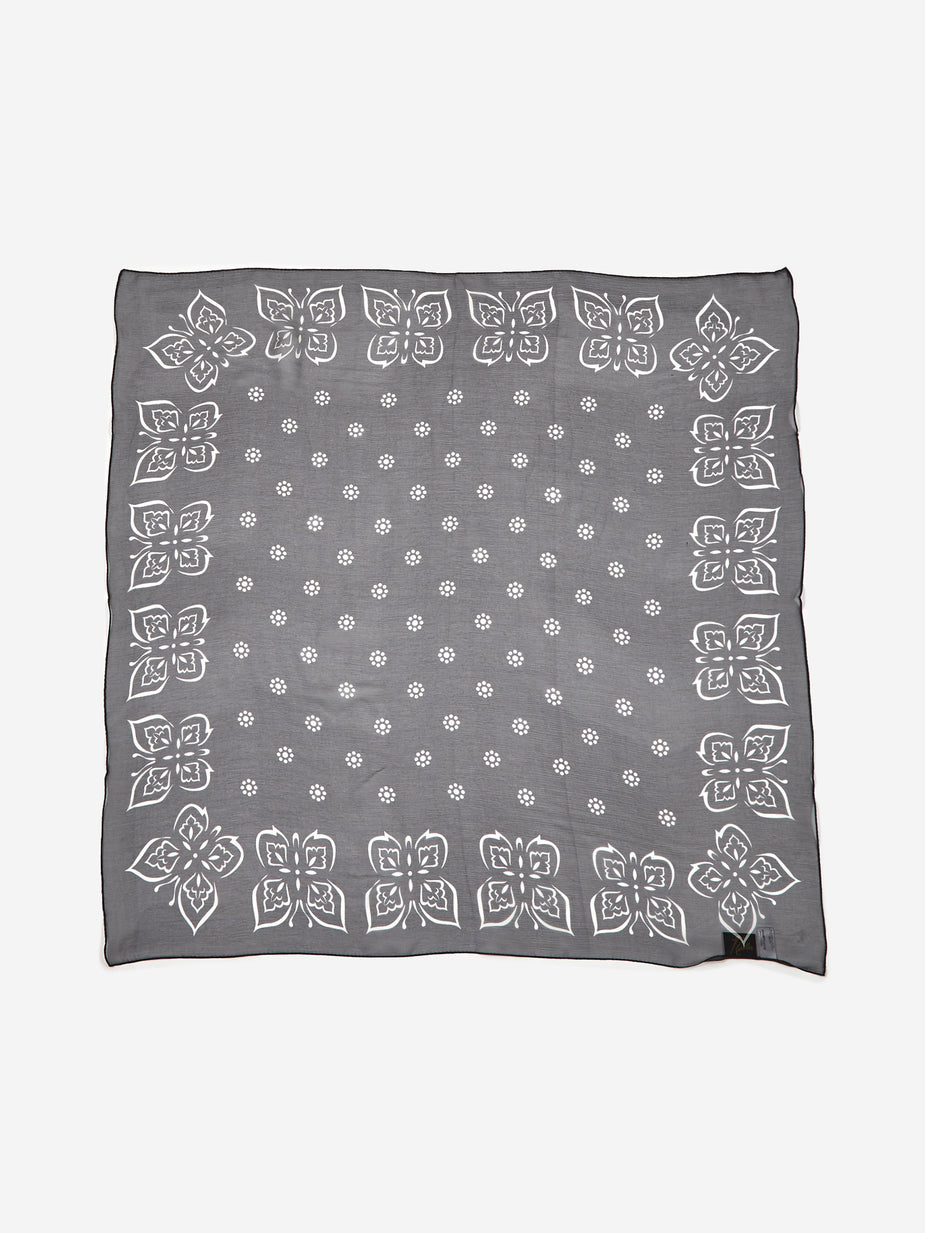 Needles Needles Silk Crepe Bandana Scarf - Charcoal - Grey