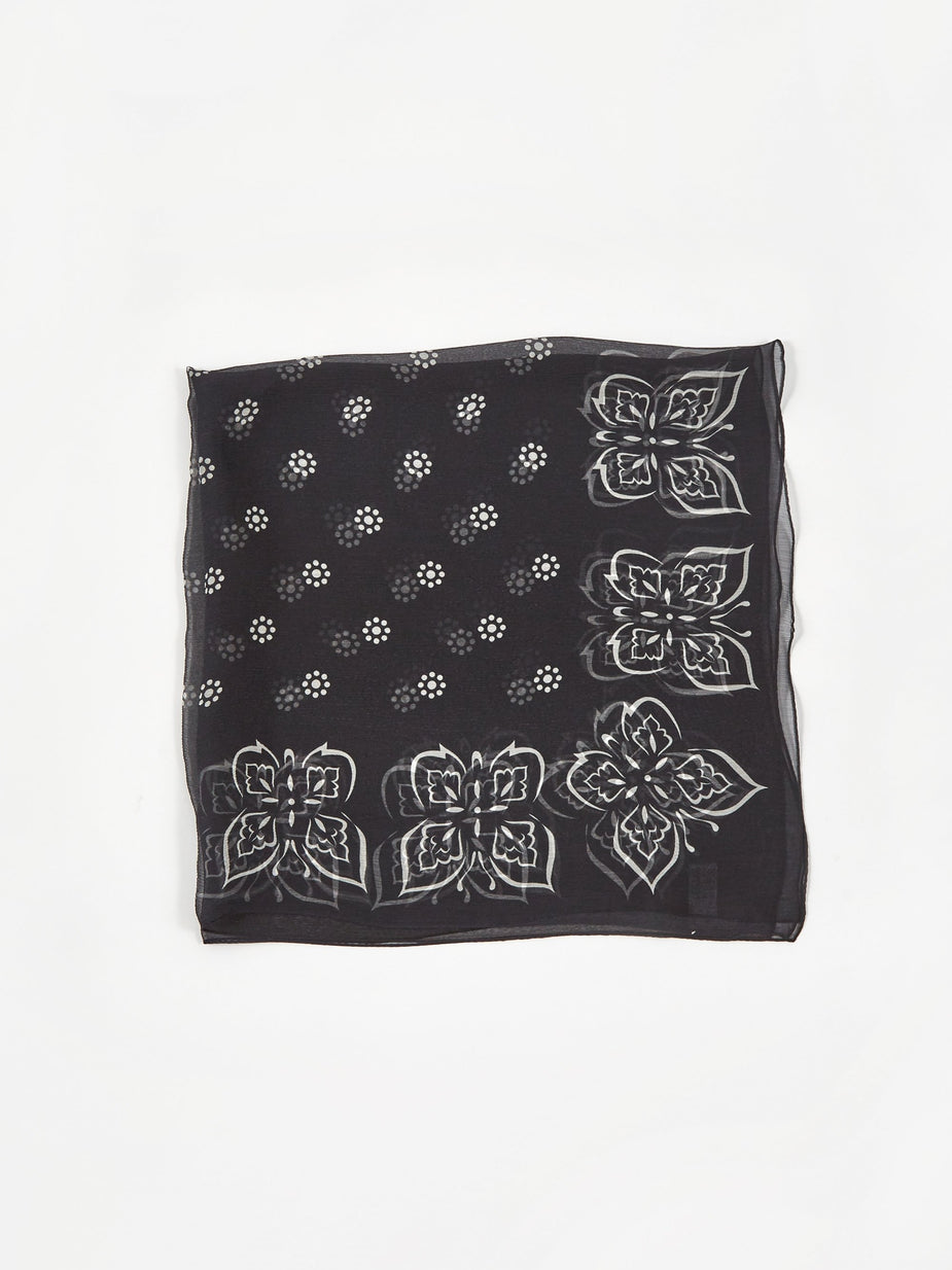Needles Needles Silk Crepe Bandana Scarf - Charcoal - Grey
