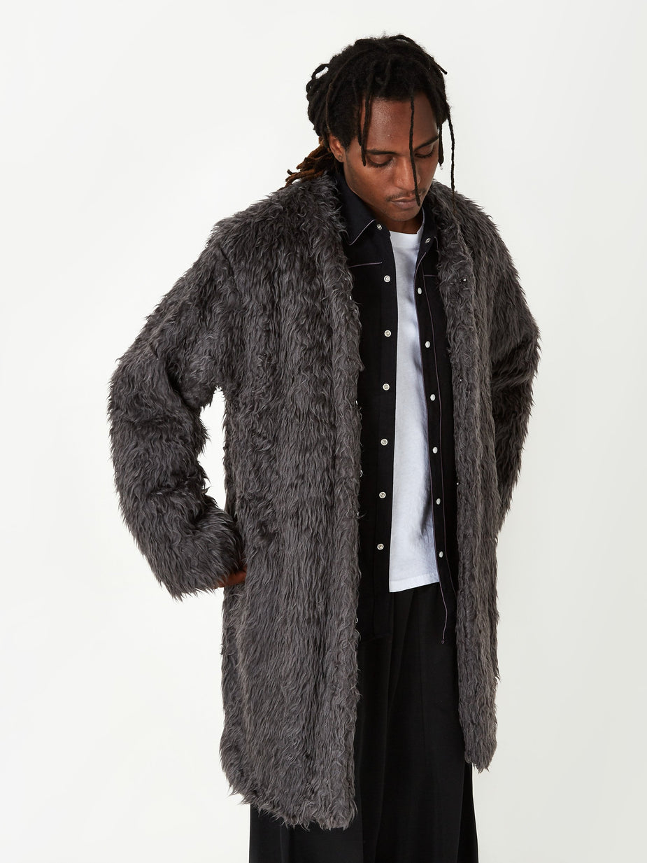 Needles Needles V Neck Fur Coat - Grey - Grey