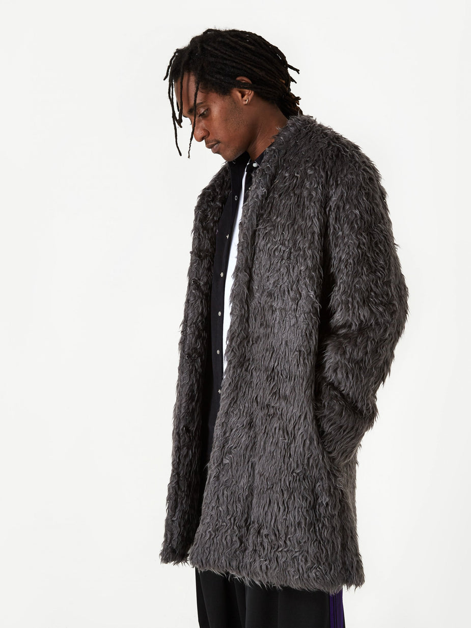 Needles Needles V Neck Fur Coat - Grey - Grey