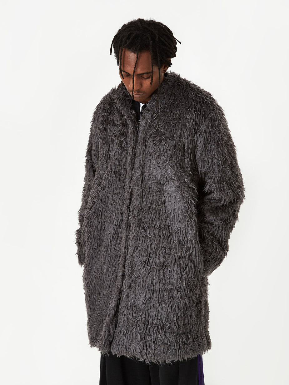 Needles Needles V Neck Fur Coat - Grey - Grey