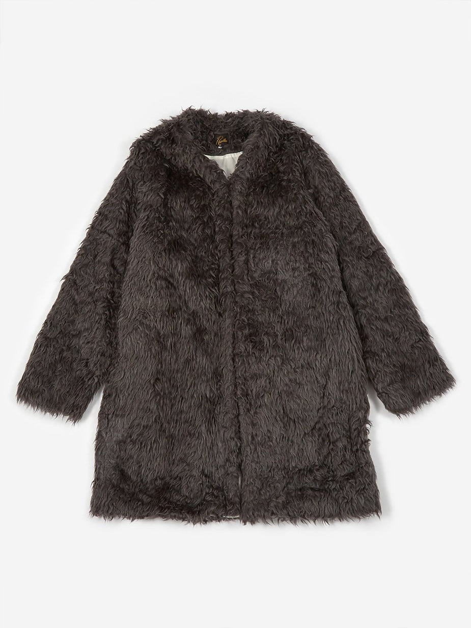 Needles Needles V Neck Fur Coat - Grey - Grey