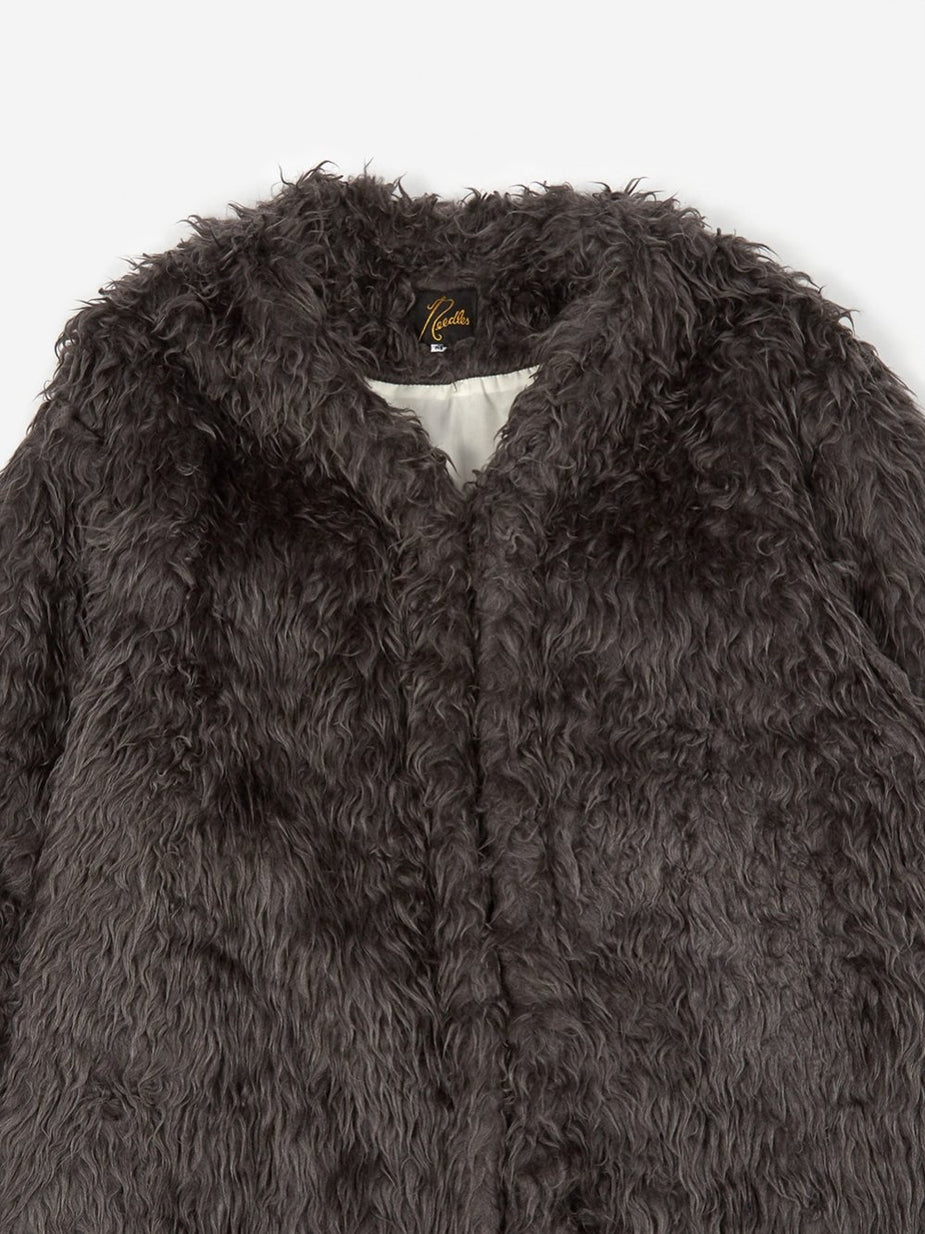 Needles Needles V Neck Fur Coat - Grey - Grey