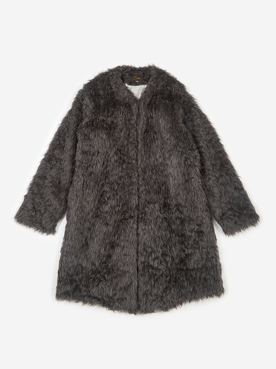 Needles Needles V Neck Fur Coat - Grey. - Grey