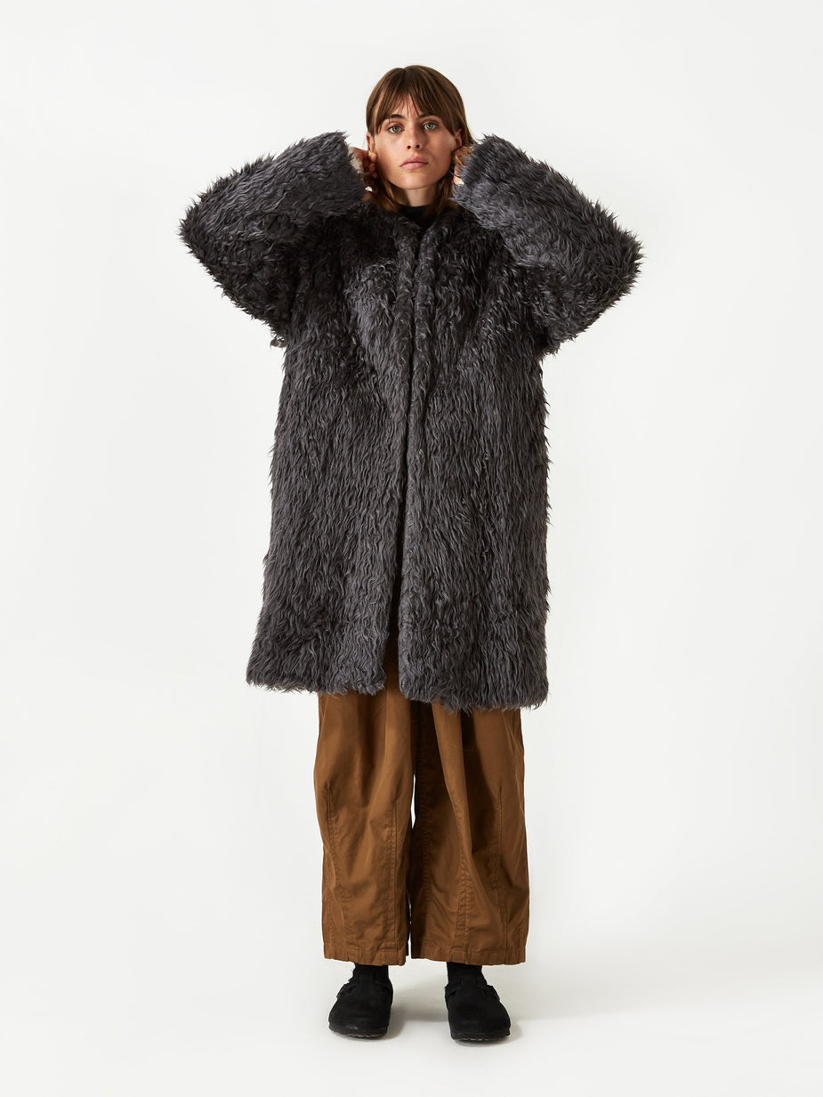 Needles Needles V Neck Fur Coat - Grey. - Grey